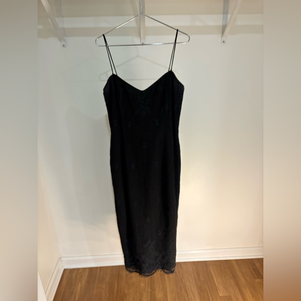 Elegant Black Spaghetti Strap lace black Dress Gigi by Gillian Vintage 90s